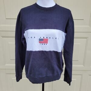 John Galt Los Angeles 1984 Navy Colorblock Embroidered American Flag One Size